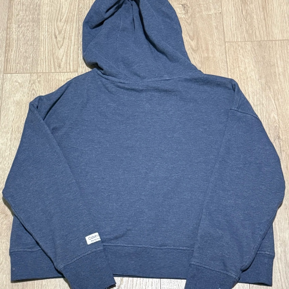 Calvin Klein Cropped Hoodie Blue Logo Size M - Picture 4 of 8